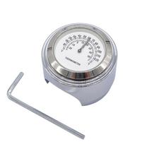 Universalus 22/25 mm motociklo vairo laikrodis Termometras Vandeniui atsparus Moto laikrodis Harley motociklų priedams balta