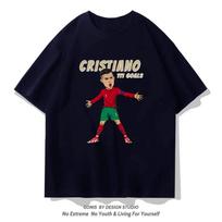 Cristiano Ronaldo Portugal Championship T-Shirt Boys Loose Trendy Soccer Short Sleeve Summer Fan Clothing Top S