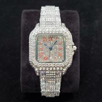 Luxury Full Diamond Watches Women Fashion Bling Silver Stainless Steel Quartz Wristwatch Iced Out Shiny Jewelry Watch 2026 New silver red