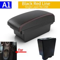 For FIATI FIAT 500 2011 car armrest box interior modification center console double-layer storage box car accessories USB A1 Black red NO USB