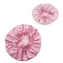 Plain Color Adjustable Satin Bonnet Double Layer Silk Bonnet With Custom logo Reversible Soft Sleeping Hair Bonnets for Women rožinė