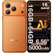 Atnaujintas - BLACKVIEW WAVE 7C Išmanusis telefonas 6,56  16GB(4+12) + 64Go/iki 2To 5000mAh Android 16 32MP Mobilusis telefonas 4G Dvigubo SIM GPS Oranžinis