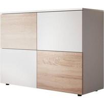 Buffet Bahut 2 portes | 90 x 68 x 34cm | Couleur Blanc et Sonoma Finition mat | Meuble de rangement | Modèle ZOEL