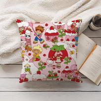 S-Strawberry S-Shortcake Baby Friends Pillow Case Home Decoration Cushion Cover Suitable For Bedroom Car Office Sofa Peach skin 18*18(CM)-1Pcs