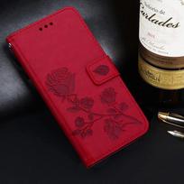 Rožių gėlių odinis telefono dėklas, skirtas Xiaomi Redmi 10C 4G piniginės knygų dėklai, skirtas Redmi 10C 10 C smūgiams atsparus atverčiamas stovo laikiklio dangtelis Redmi 10C 4G raudona