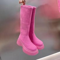 Storas Kulnas Moteriški Ilgi Batai Madingi Įslystami Batai Ruduo Žiema Moteriški Tamprios Siauros Ilgos Aulinukai 35 pink