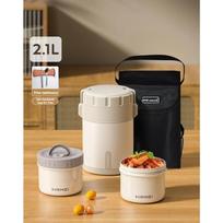 3.2L Thermal lunch box insulation Bento multifunctional Hot food Stainless Steel Multilayer Separate Container Tableware Box Set 2.1L-3.2L white