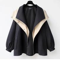 Autumn Chic Women's Windbreaker Contrast Fake Two-Piece Zip Button Wind Coat Belt Hoodie Casual All-Match Trend Outwear Jacket S žalia