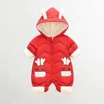 New Born Baby Girl Clothes Winter Snowsuit Plus Velvet Thick Baby Boys Jumpsuit 0-3 Years Romper Boy Overalls Toddler Coat 73 raudona