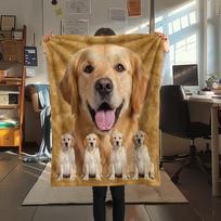 1Pc Golden Retriever Husky Print Flannel Blanket, High quality Comfortable for All Seasons, Home Decor, Warmth and Comfort, Perfect for Gifts 80cm x 120cm