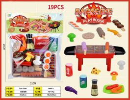 19 Pcs BBQ Barbecue Playthings Children s High Quality Durable Design Safe for Children Family Toy Barbecue Stall Paren Child Game raudona