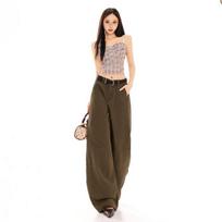 Spring Summer Vintage Floor Saber Cut Denim Pants For Women Casual Pants Oversize Denim Trousers XS