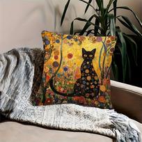 Gustavo Klimto Stiliaus Juodo Katino Pagalvės Užvalkalas Gėlių Meninis Spaudinys Boho Vintage Pagalvės Dėklas Sofai Lovai Kambarinei Meninė Namų Dekoro Peach skin 18*18(CM)-1Pcs