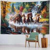Spur The Horse Galloping Gobelenas Pakabinamas kinų rašalu tapyba Hipių gamta Bohemijos bendrabučio studijos dekoras 95x70CM