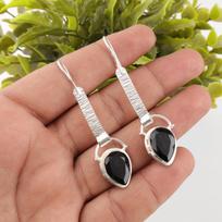 Black Onyx Jewelry, 925 Solid Sterling Silver Earrings Handmade Gemstone Jewelry, Gifts For Wife Brand New Earrings 2.3 inches juoda