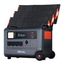 OSCAL PowerMax 6000 nešiojama elektrinė 6000 W 3600 Wh LiFePO4 išplečiamas saulės energijos generatorius su 4 x kintamos srovės lizdais 3*PM200 Plus juoda