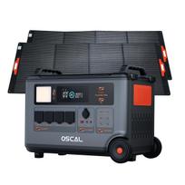 OSCAL PowerMax 6000 nešiojama elektrinė 6000 W 3600 Wh LiFePO4 išplečiamas saulės energijos generatorius su 4 x kintamos srovės lizdais with 2*PM400 Plus juoda