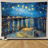 Van Gogh artistic tapestry, Abstract Hippie tapestry, Vintage aesthetic tapestry, wall hanging tapestries, living room art, bedroom W95xH70cm