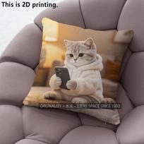 Cozy Lazy Cat Throw Pillow Covers Pattern Cushion Cover Suitable For Sofa Bedroom Car Pillow Cover Peach skin 18*18(CM)-1Pcs