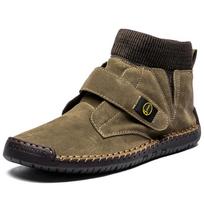 Spring and Autumn New Men's Mid Top Boots Retro Short Boots Handmade Velcro Men's Boots Large Shoes High Quality Shoes Men 38