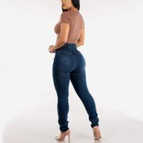 Women'S High-Waisted Stretch Denim Jeans Sexy Slim Fit with Butt Lifting Casual Style Light Blue All-Season Comfort High W S vidutiniškai mėlyna spalva