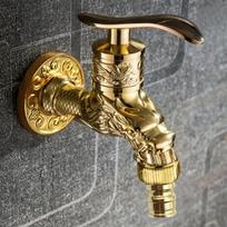 Single European Vintage Wall-Mounted Ball Valve Faucet, Antique Style Stainless Steel Laundry Tap for Kitchen/Mop Pool/Wash Basi auksas
