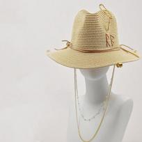 Black Straw Hat Pearl Chain Diy Flat Top Sun Hat New Korean Elastic Ribbon Hat Beach Hat Candy Color Sun Hat 56-58cm