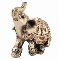 Feng Shui Golden Elephant Statue Sculpture Wealth Figurine Gift Home Decoration(L)