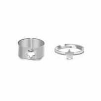 2PCS Ins Ring Punk poros žiedas vyrų ir moterų poros žiedas kombinuotas drugelio rodyklės piršto žiedas beige