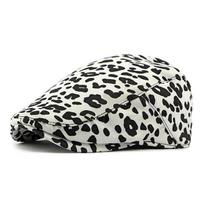 Spring Autumn Beret Women's Corduroy Cap Leopard Print Forward Cap beige