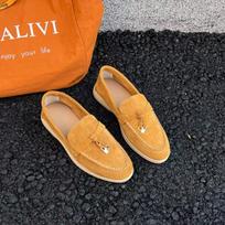 Sheepskin version fringed lock female flat-bottomed lazy one-pedal versatile soft-soled beanie shoes cashmere single shoes 35 oranžinė