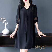 Black Loose Maternity Dress Summer Style Mommy Midi Dress Women Plus Size Clothing V-neck Short Sleeve Fashionable Dress XS