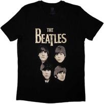 The Beatles 4 galvų auksinės folijos logotipas marškinėliai L juoda