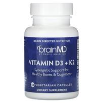 BrainMD, Vitamin D3 + K2, 60 Veggie Capsules