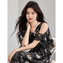 ORIGIN V-neck Sleeveless A-Line Floral Midi Dress L