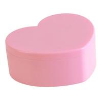 Pink Color Heart Shape Jewelry Box Plastic Small Size Jewelry Storage Box With Mirror Portable Jewelry Display Case