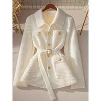 Winter New Lazy High-end White Knitted Cardigan Top Design Soft Waxy Sweater Jacket Women S/0-95