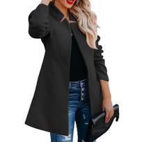 Women's Classic Mid-Length Trench Coat Autumn Winter Outerwear Front Open Jacket Lightweight Layered Design Casual Style S