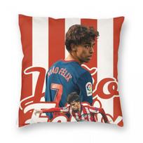 Joao Felix aikštės pagalvės užvalkalas Poliesterio lino aksomo spausdintas Užtrauktuko dekoras Pagalvės dėklas Namų pagalvės užvalkalas Peach skin 18*18(CM)-1Pcs