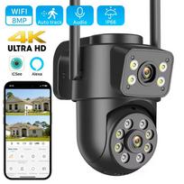 4K 8MP WiFi Surveillance Camera 4MP 4X Digital Zoom PTZ IP Dual Lens AI Human Detect Outdoor Security Camera ICSEE App US Plug juoda