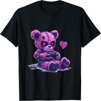 Goth Pastel Cute Creepy Kawaii Gamer Teddy Bear Gaming T-Shirt(2) S juoda