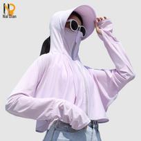 Nai Dian Women's Ice Silk UV Protection Sun Protection Hoodie One Size (80-160 jin) violetinė