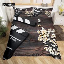 Popcorn Duvet Cover Movie Theater Food Bedding Set Microfiber Cinema Poster Comforter Cover Twin Full For Kids Teens Room Decor (135x200cm)