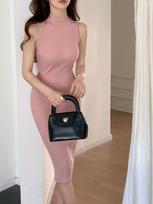 Autumn Ribbed Sleeveless Midi Dress with Waist-Cinching Fit Small
