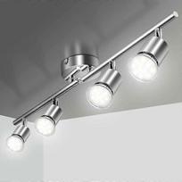4-Light 26.25'' Track Lighting Kit - 270 Swivel & 90 Tilt Adjustable, Brushed Nickel Ceiling Spot Lights with 4 X 5W GU10 LED Bulbs, for Kitchen, Livi