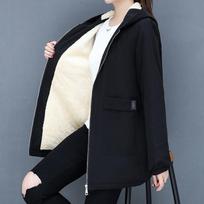 Women's Casual Midi Hooded Jacket – Durable, Easy-Care Fabric, Zip Front & Pockets for Fall/Winter Warmth M