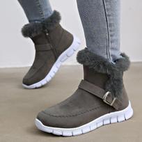 Fur Warm Chelsea Snow Boots Winter Women Casual Shoes New Short Plush Suede Ankle Boots Flats Gladiator Sport Ladie Botas Mujer 35 tamsiai pilka spalva