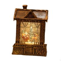 Kalėdų namų miniatiūrinis sniego gaublio žibintas 15x8x21,5 cm dekoratyvinis biuro dekoras Style B black