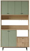 Daugiafunkcinė virtuvės spinta Kalune Design RE7-SY, ąžuolo sp./žalia sp., 35.5 cm x 120 cm x 205 cm