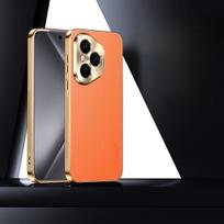 PU Leather Plating Shockproof Cover For Honor 400 400Pro Texture Lichee Pattern TPU Soft Frame Case For Huawei Honor 400 Pro Honor 400 Pro (Global) oranžinė
